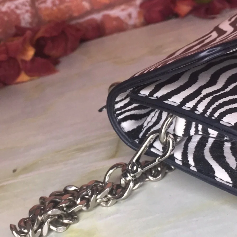 Black and White Zebra Print Convertible Crossbody Bag